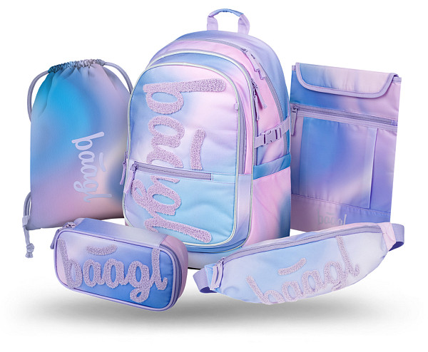 BAAGL SET 5 Core Sky: batoh, penál, sáček, ledvinka, obal na notebook
