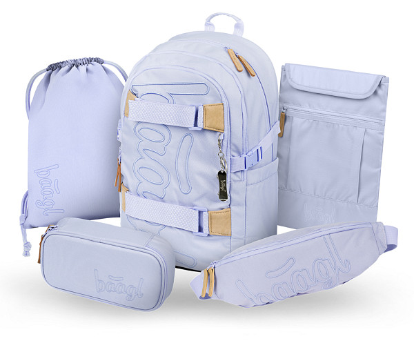 BAAGL SET 5 Skate Lilac: batoh, penál, sáček, ledvinka, obal na notebook