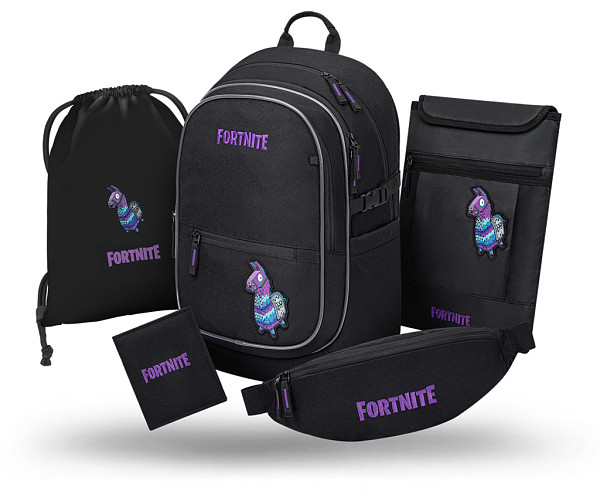 BAAGL SET 5 Core Fortnite Llama: batoh, sáček, ledvinka, obal na notebook, peněženka GRS