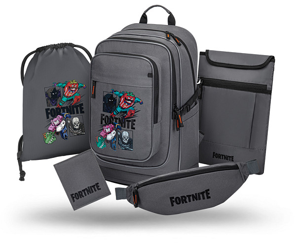 BAAGL SET 5 Cubic Fortnite Squad: batoh, sáček, ledvinka, obal na notebook, peněženka GRS
