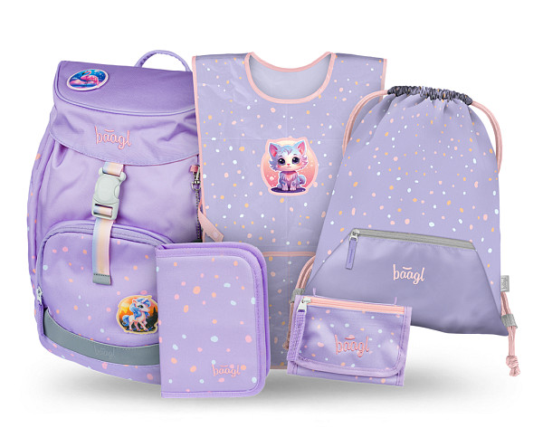 BAAGL SET 5 Airy Mazlíčci: batoh, penál, sáček, zástěra, peněženka
