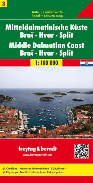 AK 0705 Pobřeží střední Dalmácie, Brač, Hvar, Split 1:100 000 (Chorvatsko List 3) /automapa + rekreační mapa
