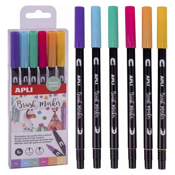 Apli Brush Duo sada fixů - pastelové barvy 6 ks
