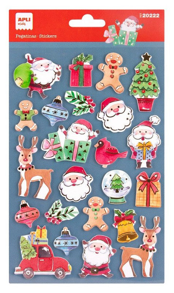 APLI vánoční samolepky - plastické, mix motivů
