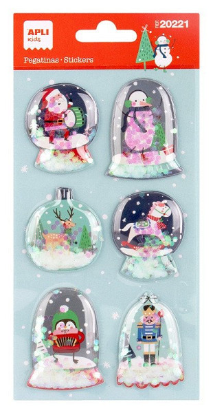 APLI vánoční samolepky - plastické se třpytkami