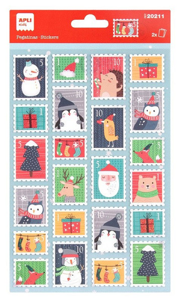 APLI vánoční samolepky - tvar známky