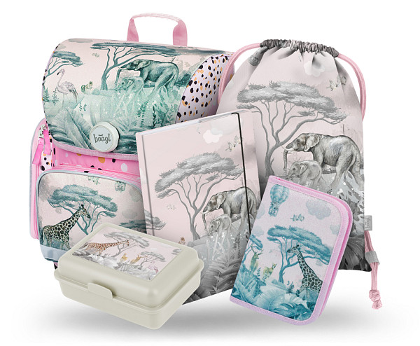 BAAGL 5 SET Ergo Safari: aktovka, penál, sáček, desky, box