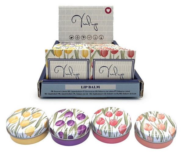 Balzám na rty, plechová krabička - Tulipány (mix)