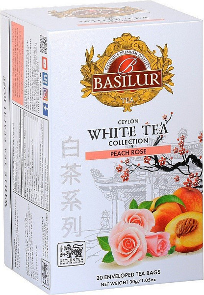 BASILUR White Tea Peach Rose přebal 20x1,5g