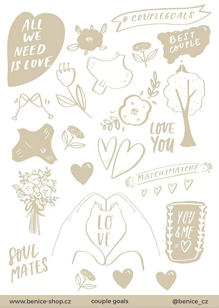 Be Nice Samolepky k fotoalbu: Couple Goals (béžové)