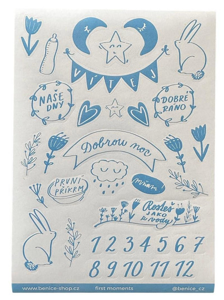 Be Nice Samolepky k fotoalbu: First Moments (modré)