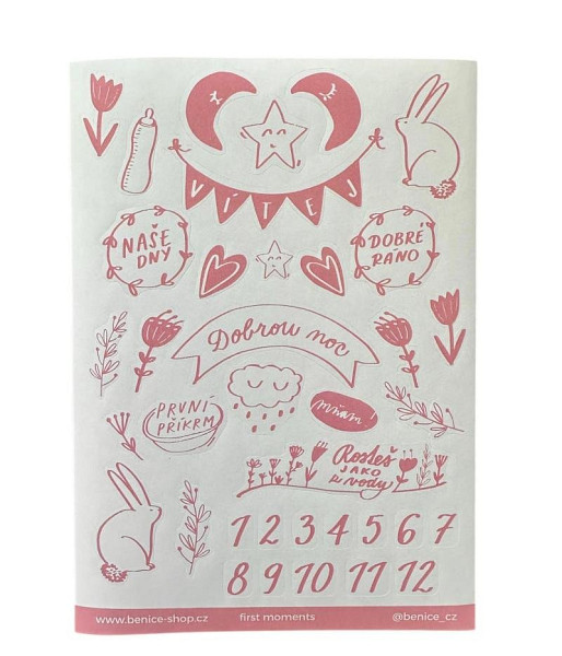 Be Nice Samolepky k fotoalbu: First Moments (růžové)