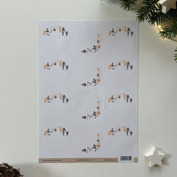 Be Nice Vánoční samolepicí jmenovky - Přírodní