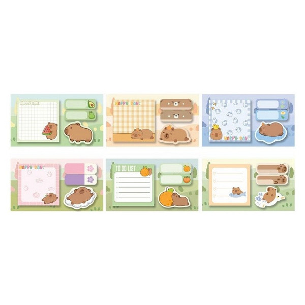 Bloček samolepicí capybara set  - mix motivů