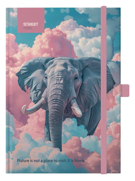 Blok A5, 100l, 80g, linkovaný - Animals Elephant s gumou