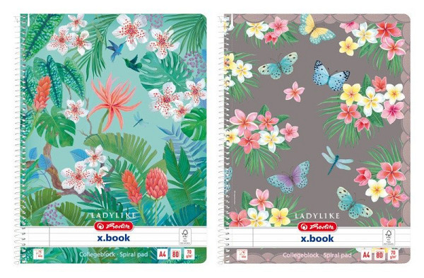 Blok spirálový A4, 80 listů, linkovaný Ladylike (mix)