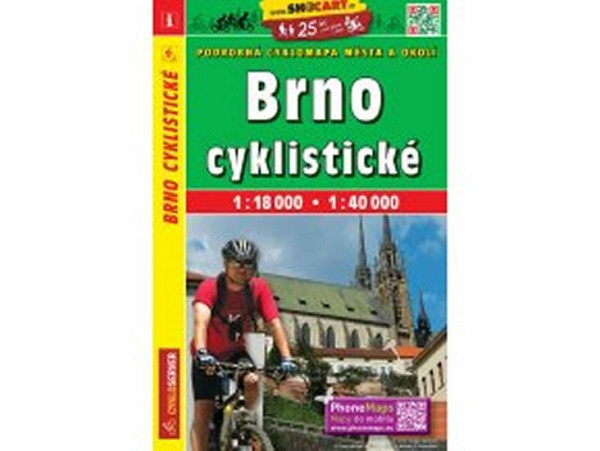 Brno cyklistické 1:18T/1:40T podrobná cyklomapa města a okolí