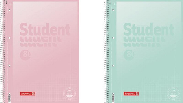 Brunnen student blok pastel A4 -  čtvereček, 80 listů, růžový/zelený