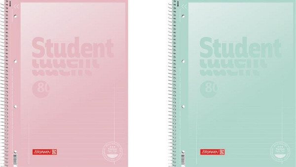 Brunnen student blok pastel A4 - linka, 80 listů, růžový/zelený