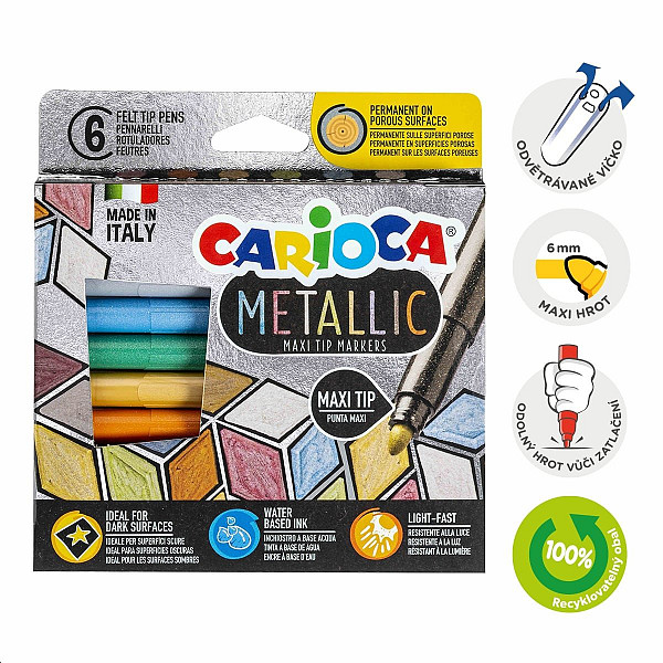 Carioca fixy Metallic, maxi hrot - 6 ks