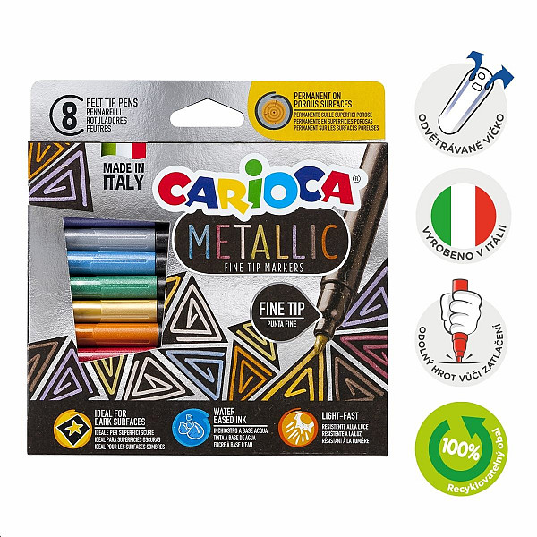 Carioca fixy Metallic, tenký hrot - 8 ks