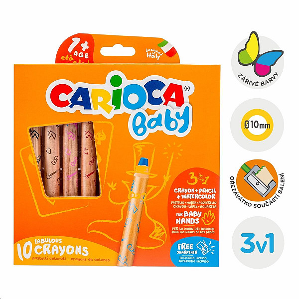 Carioca multifunkční voskovky 3v1 Baby - 10 ks