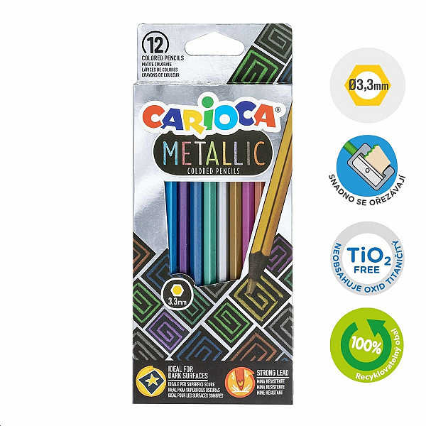 Carioca pastelky šestihranné Metallic - 12 ks