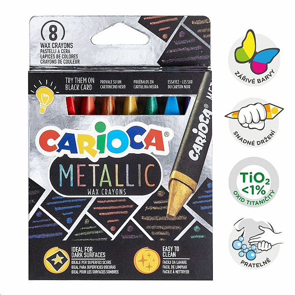 Carioca voskovky trojhranné Metallic - 8 ks