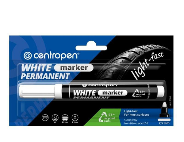 Centropen značkovač 8586 - bílý, permanent