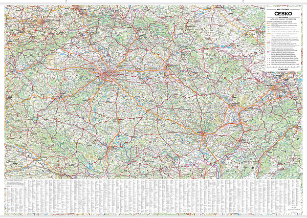 Česko - automapa nástěnná 1:360 000 s plastovými lištami (1360x970mm)