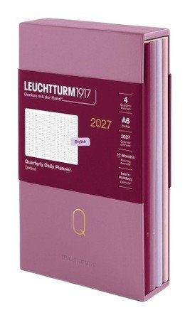Čtvrtletní denní plánovač, tečkovaný, Pocket A6, 2027, 4ks, Shades of Rose, anglicky