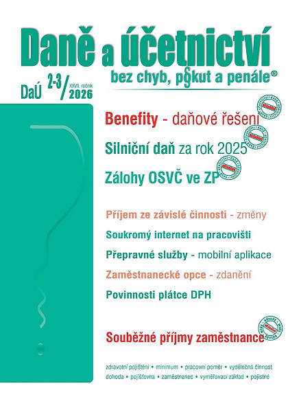 DaÚ 2-3/2026 Zaměstnanecké benefity - Silniční daň za rok 2025, Osvobození příjmů FO – změny
