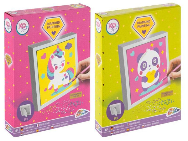 Diamantové malování  -Jednorožec/Panda s rámečkem 15x15 cm (mix motivů)