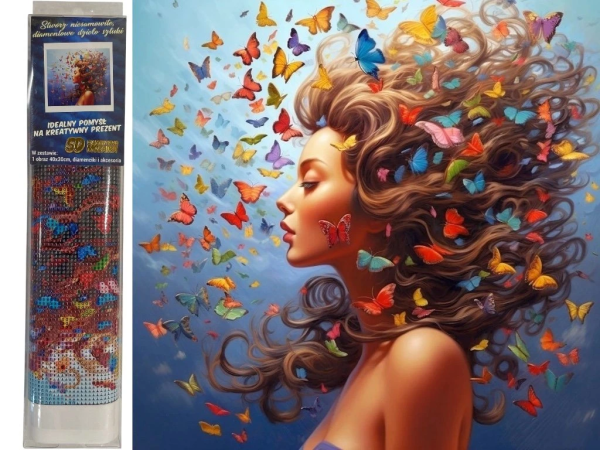Diamantový obrázek - Motýlí dívka 30 x 40 cm