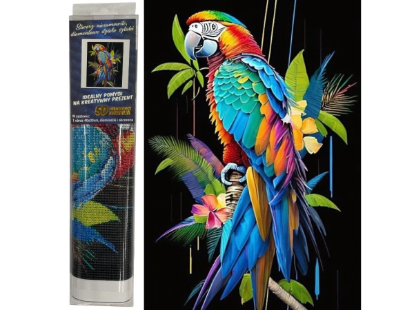 Diamantový obrázek - Papoušek Ara duhový 30 x 40 cm