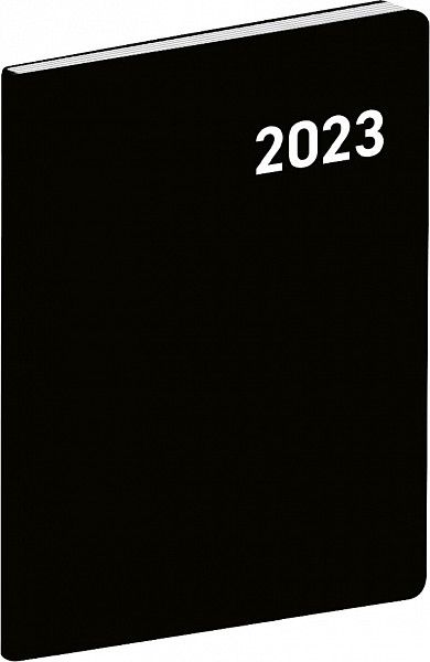 Diář 2023: Černý - plánovací měsíční, 7 × 10 cm