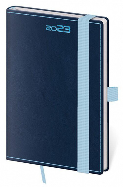 Diář 2023 Double Blue/týdenní, kapesní s poutkem na propisku