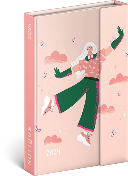 Týdenní magnetický diář Motýl 2024, 11 × 16 cm