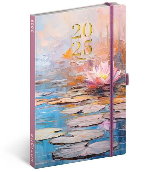 NOTIQUE Týdenní diář Leknín 2025, 13 x 21 cm