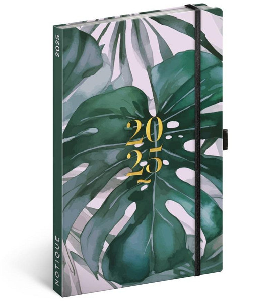 NOTIQUE Týdenní diář Monstera 2025, 13 x 21 cm