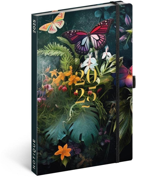 NOTIQUE Týdenní diář Motýl 2025, 13 x 21 cm