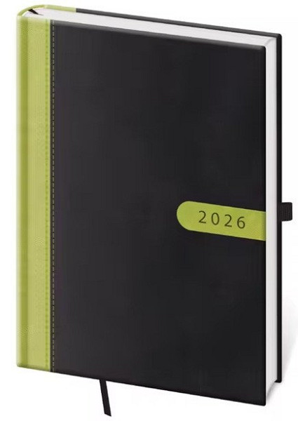 Diář 2026 denní A5 Bora - černo/zelená