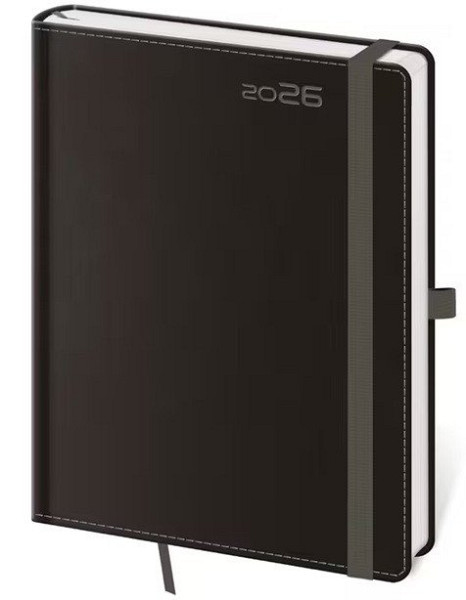 Diář 2026 denní A5 Double Black s poutkem