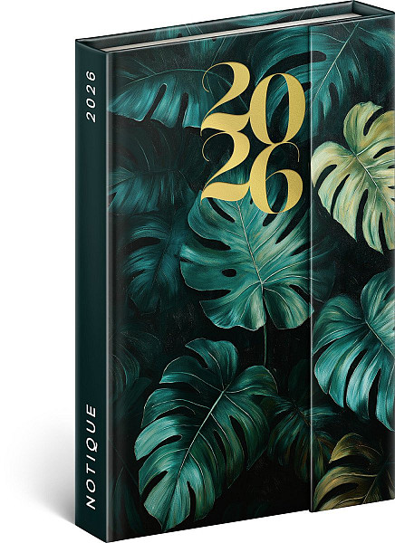 Diář 2026: Monstera - týdenní, magnetický, 11 x 16 cm