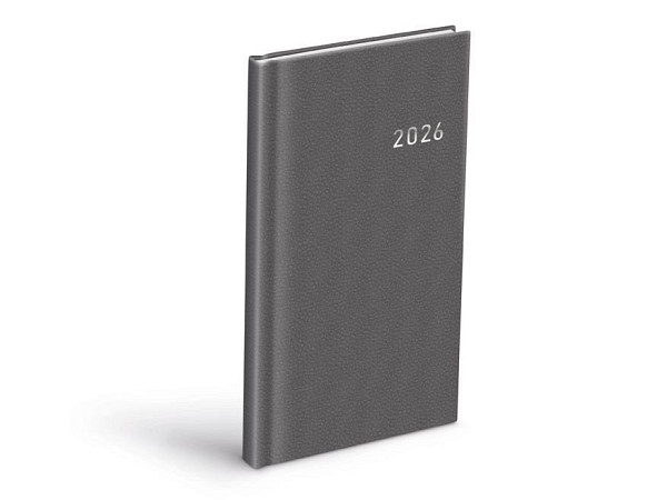 Diář 2026 T806 PVC dark gray 90x170mm
