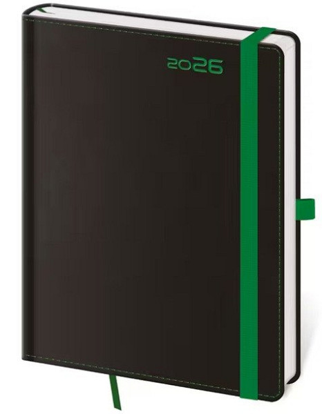 Diář 2026 týdenní A5 Black Green s poutkem