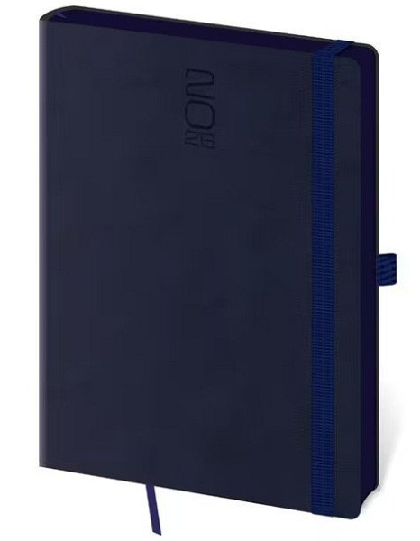 Diář 2026 týdenní A5 Memory s gumičkou - tmavě modrá