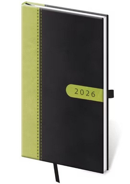 Diář 2026 týdenní kapesní Bora - černo/zelená