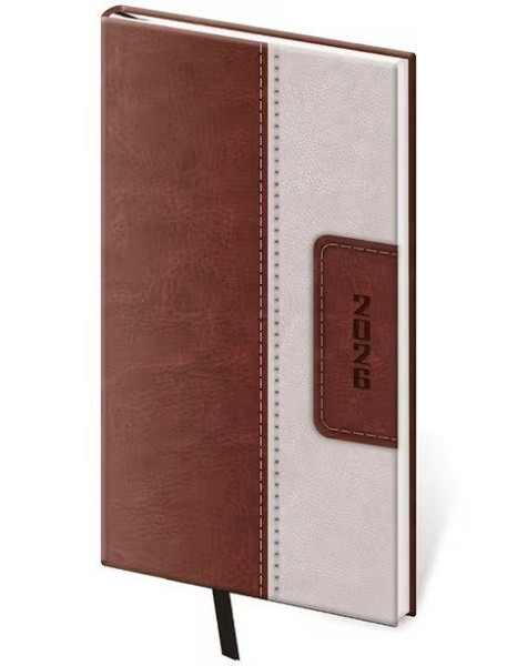 Diář 2026 týdenní kapesní Classic - hnědo/béžová