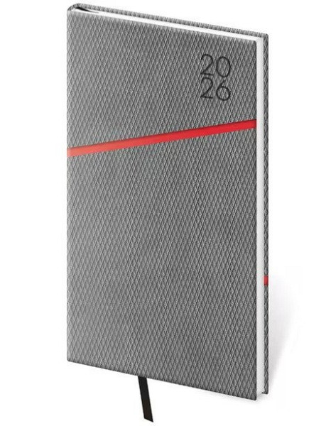 Diář 2026 týdenní kapesní Grife - šedo/červená